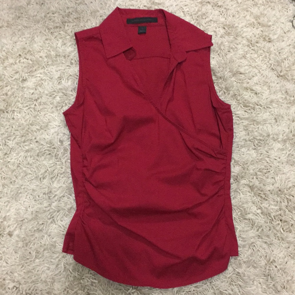 Express dark red wrap sleeveless blouse